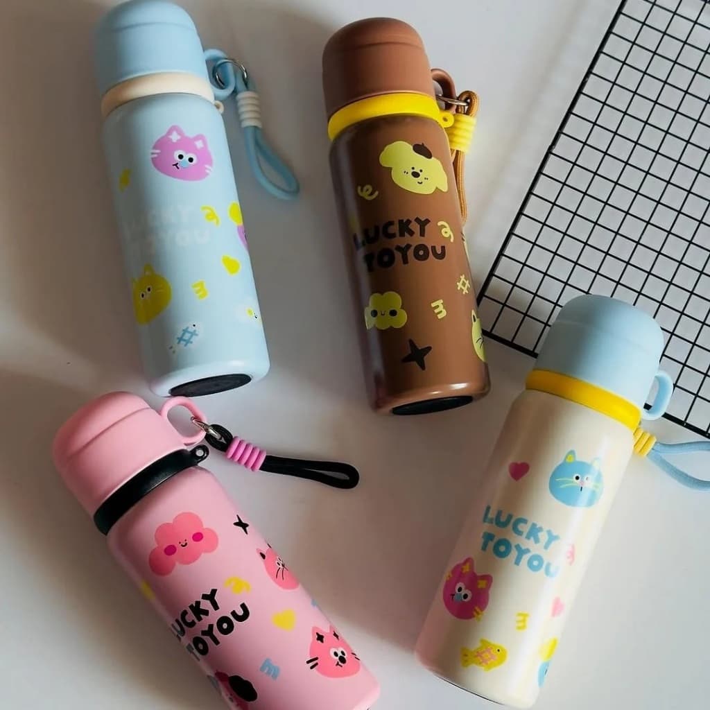 Garrafa Térmica Infantil LUCKY FORYOU 550ml – Antivazamento, Colorida e Super Fofa!