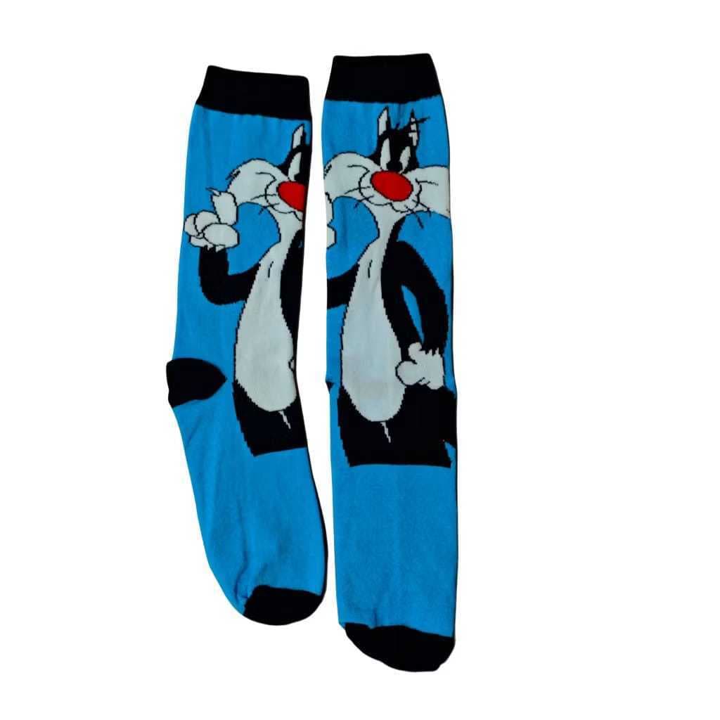 Meias Looney Tunes Personagem Cano Longo Adulto 75% Algodão