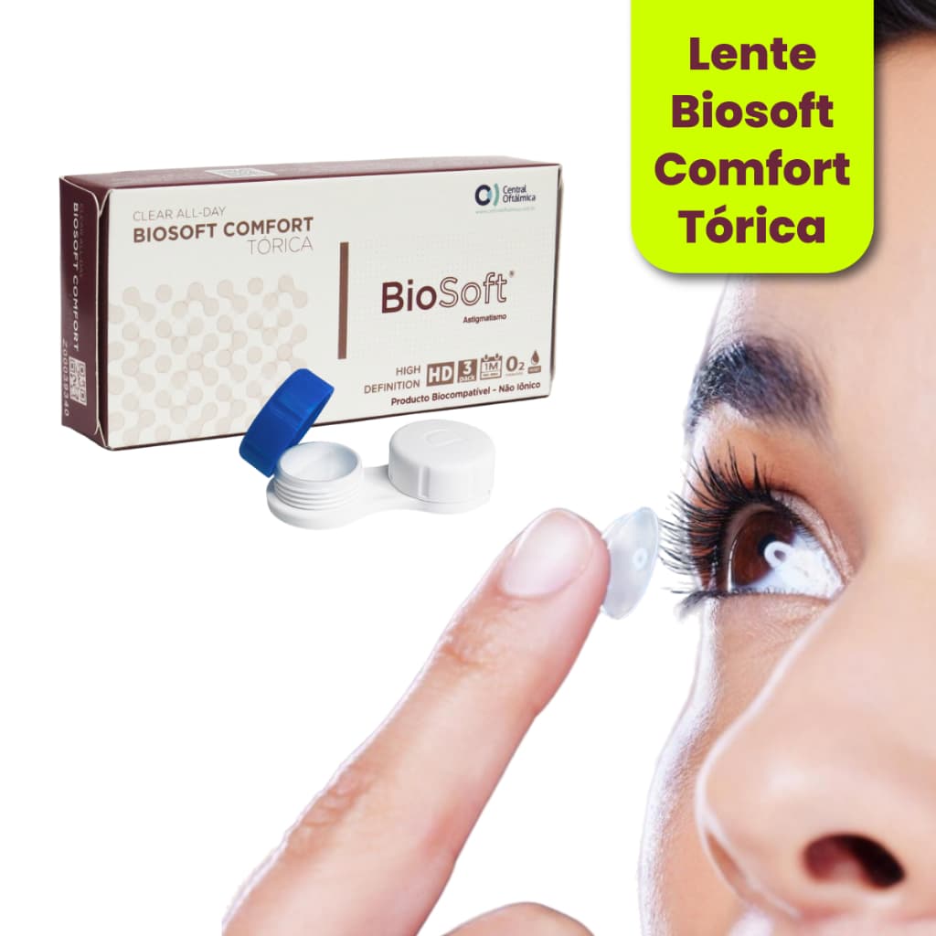 LENTE TÓRICA EIXO 150° CIL -1.75 CX3 BIOSOFT COMFORT PARA ASTIGMATISMO TROCA MENSAL