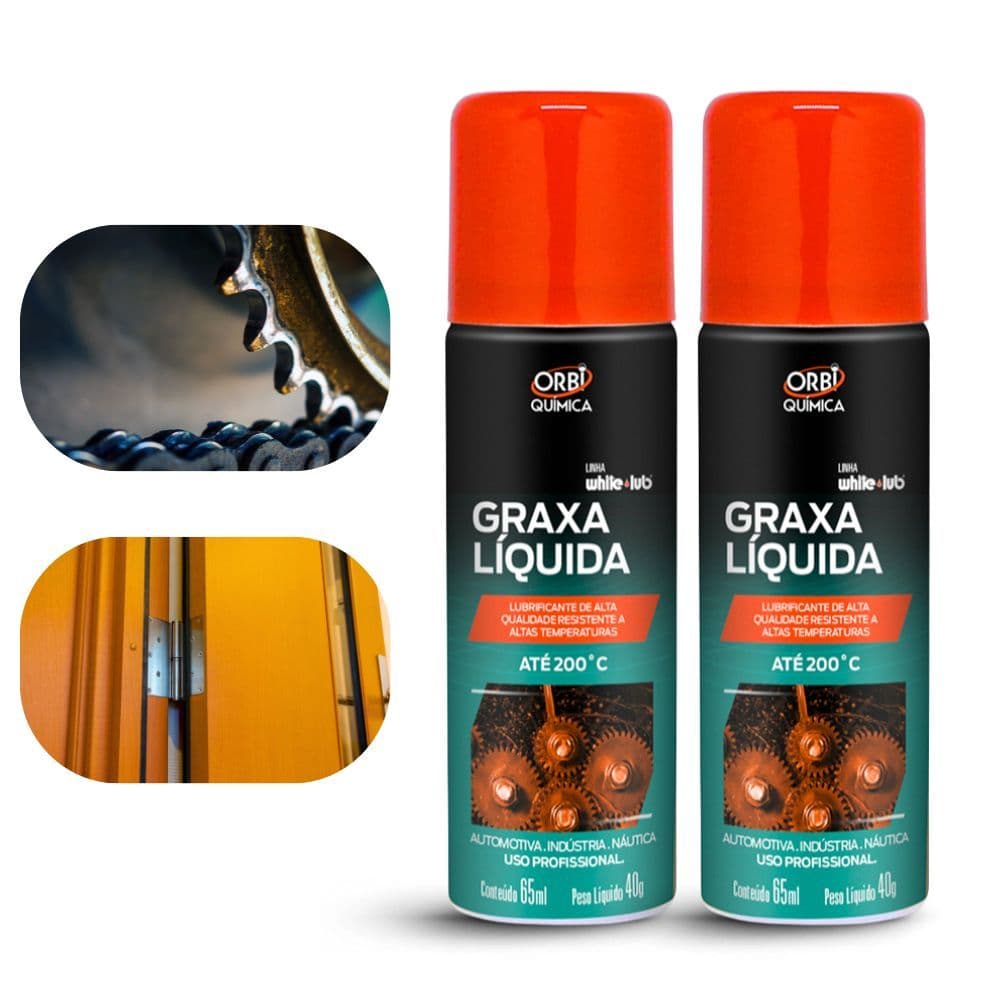 Kit 2 Graxa Líquida Spray Orbi 65ml – Performance e Proteção uso Domestico, Automóveis e Máquinas