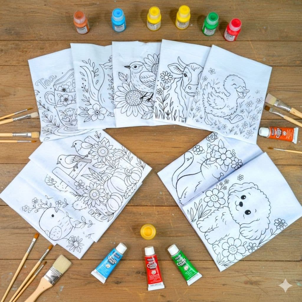 Kit 10 Pano De Prato Extra Premium Branco Riscado Para Pintura  Pano Para Artesanato Para Desenhos