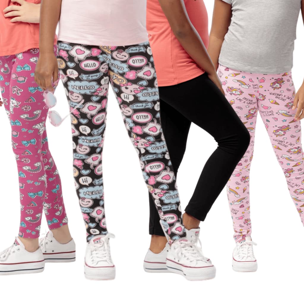 Legging Calça De Cotton Algodão Juvenil Sortido kit 4 Peças Sortidas