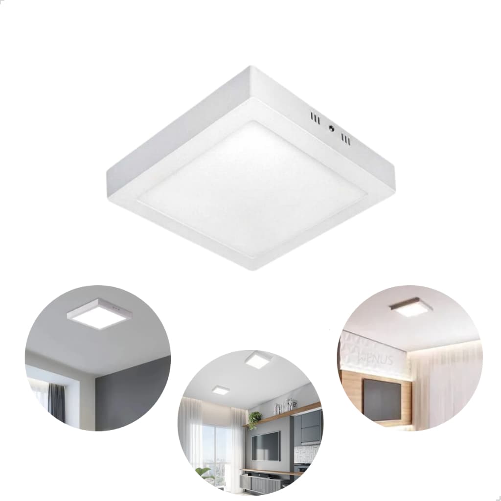 Painel Plafon Led Sobrepor 25w Driver Embutido Quadrado Estrutura Branca - Emporio G Iluminação