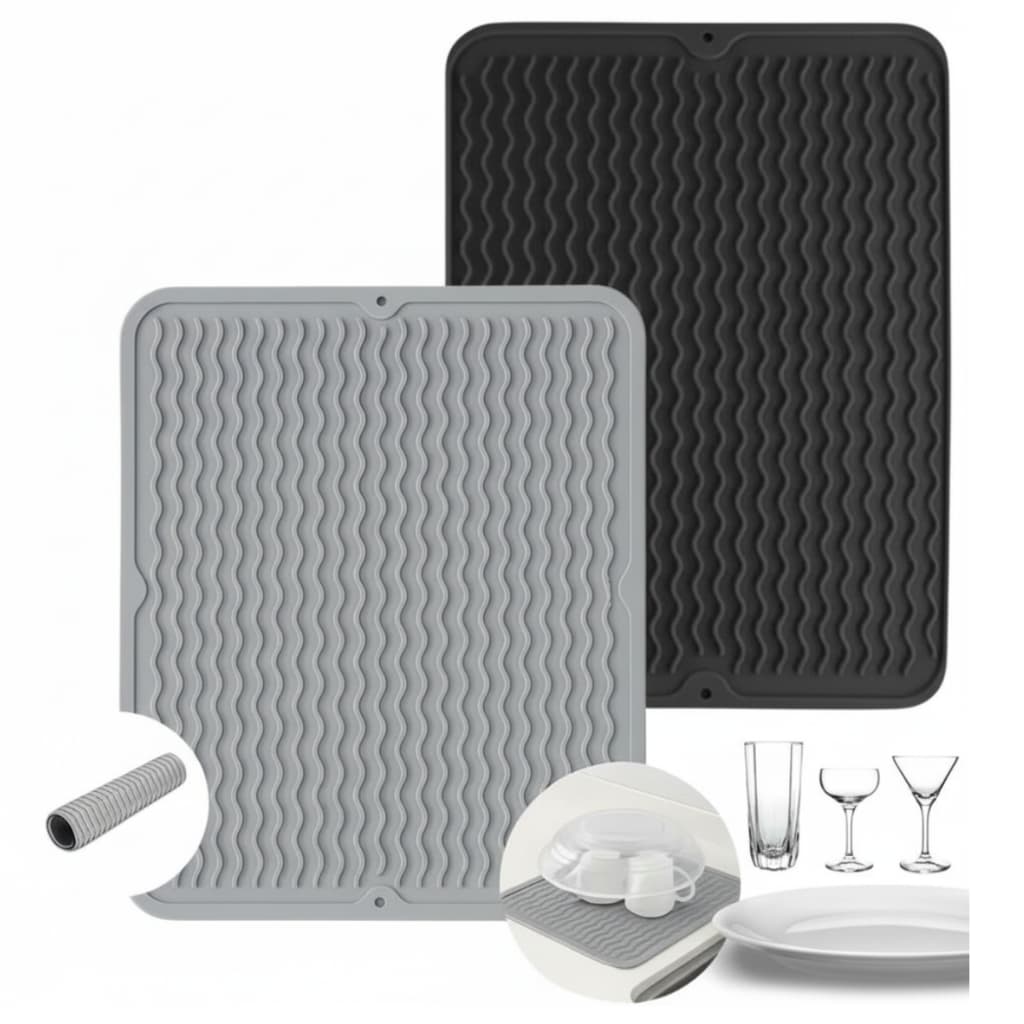 Tapete Escorredor de Louça Silicone Antiderrapante, Resistente ao Calor, Fácil de Limpar, Design Ondulado, 40x30cm