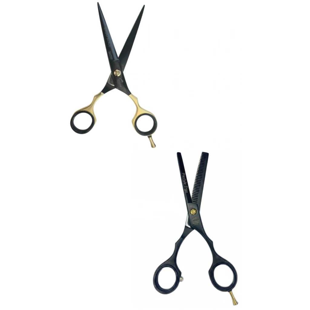 Kit Tesoura Desbaste Preta + Tesoura Preta com Dourado Laser/ navalha 6.5 ou 7 Polegadas - Jaguar
