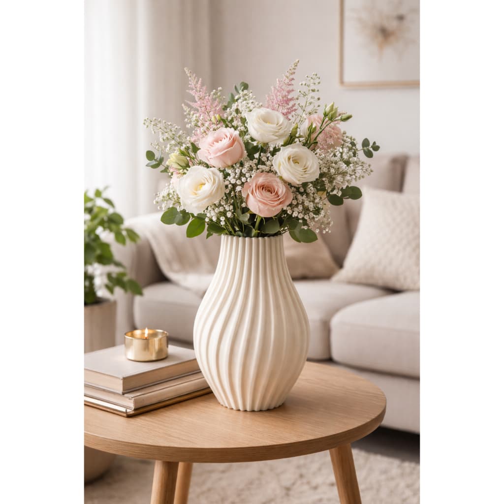 Conjunto Vaso Aspiral Decoração 3D