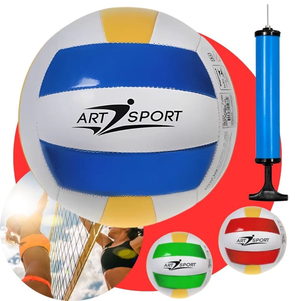 Kit Bola de Volei + Bomba de Ar  Praia Quadra Super Macia e Reforçada Cores Sortidas