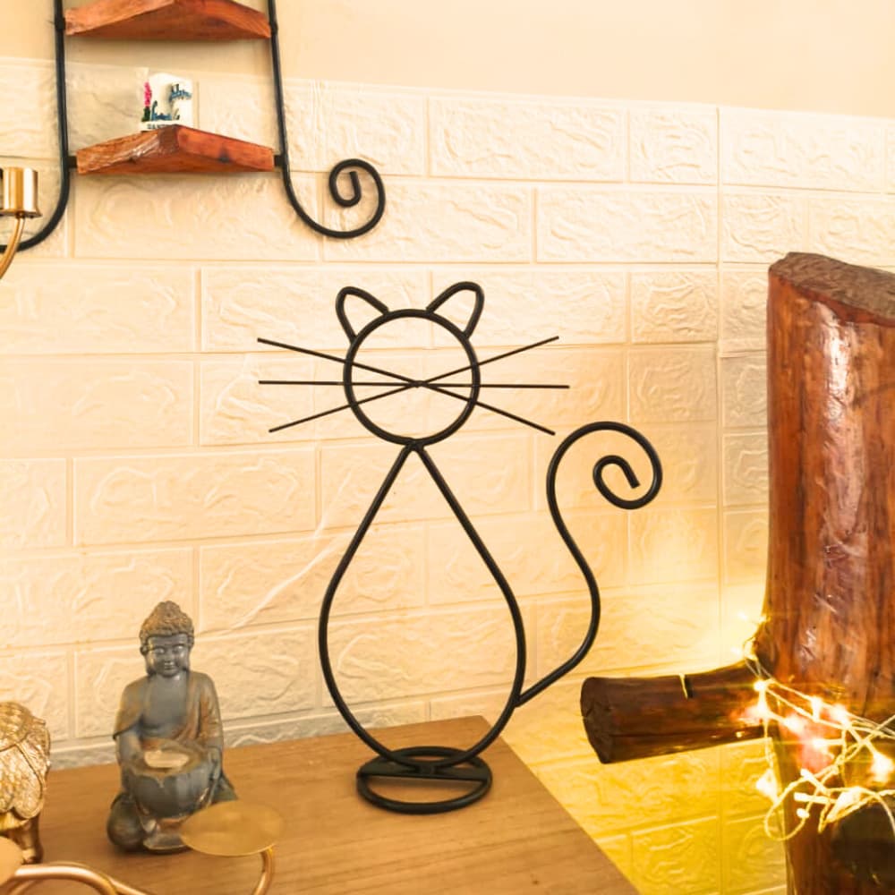 Escultura de Gatinho Minimalista Witzsmith - Em Ferro Decoração Moderna Criativa