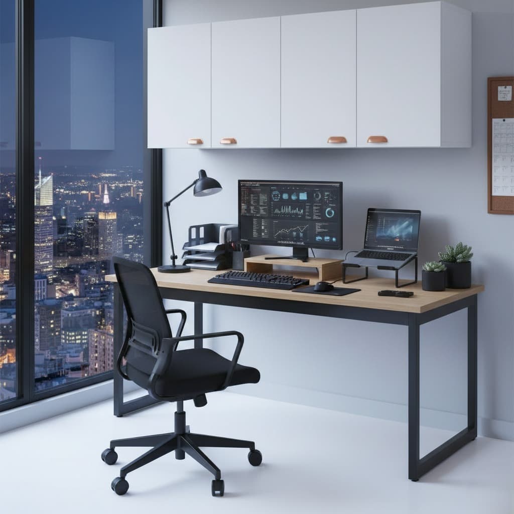 Kit Mesa Gamer + Armário Organizador Multimidia -Ideal Para Sala