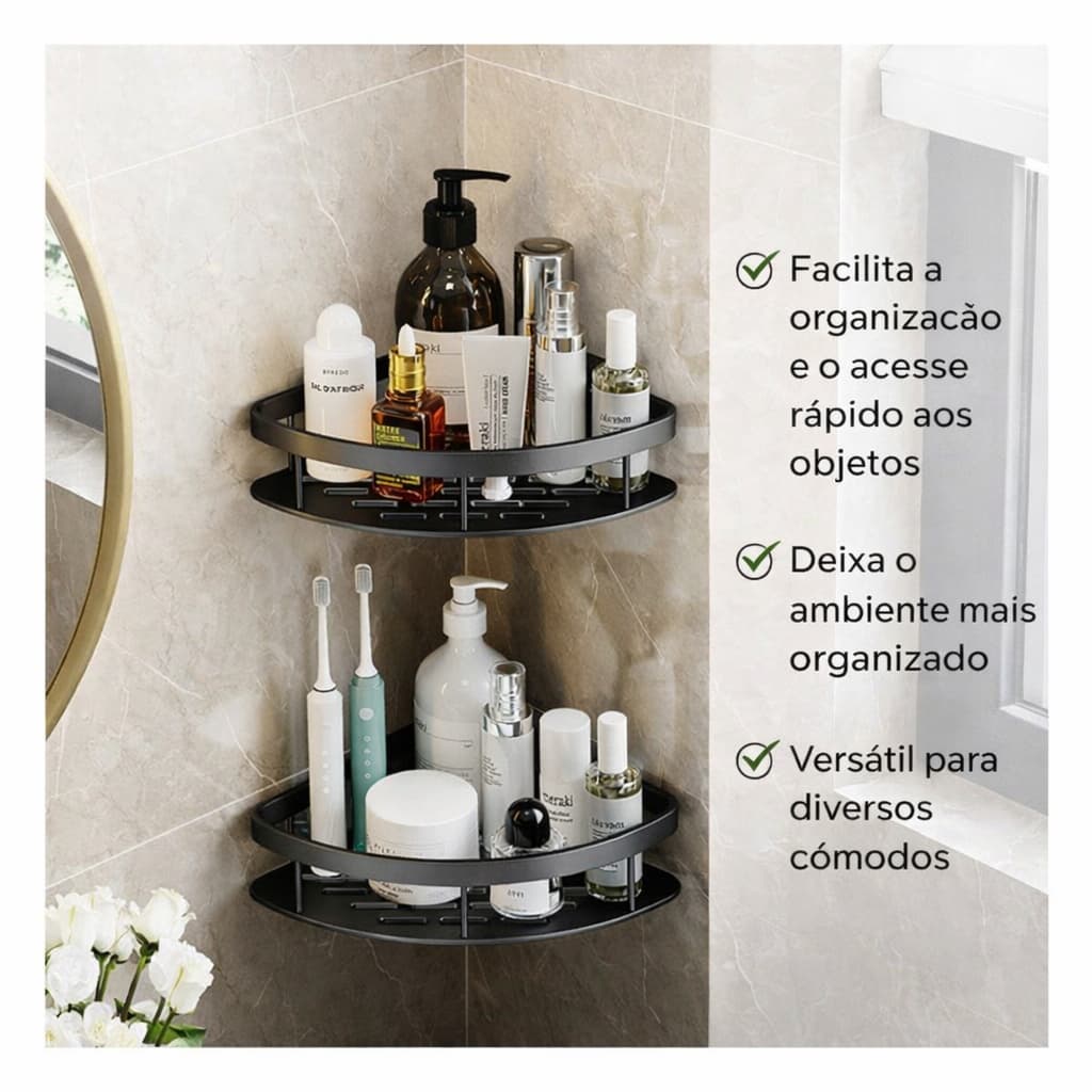 Kit 2 Prateleiras de Canto Organizadoras Multiuso – Design Compacto, Resistente e Durável