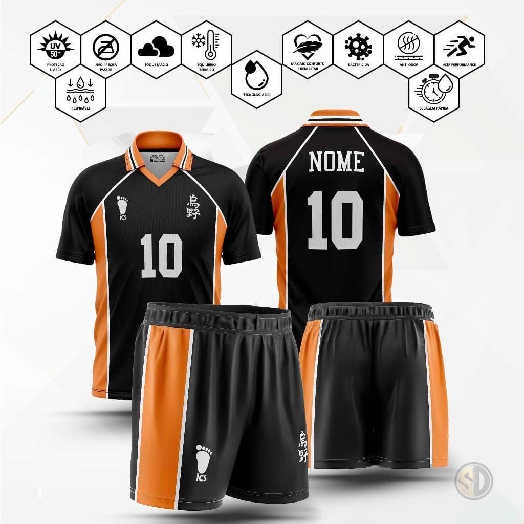 Kit Camiseta shorts camisa t-shirt  Anime HAIKYUU karasuno JAPÃO  Adulto  Infanto juvenil Personalizável