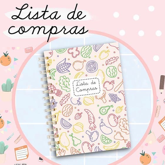 Caderno para fazer feira Mercado - Lista de Compras - capa dura - Tamanho A5 15x21