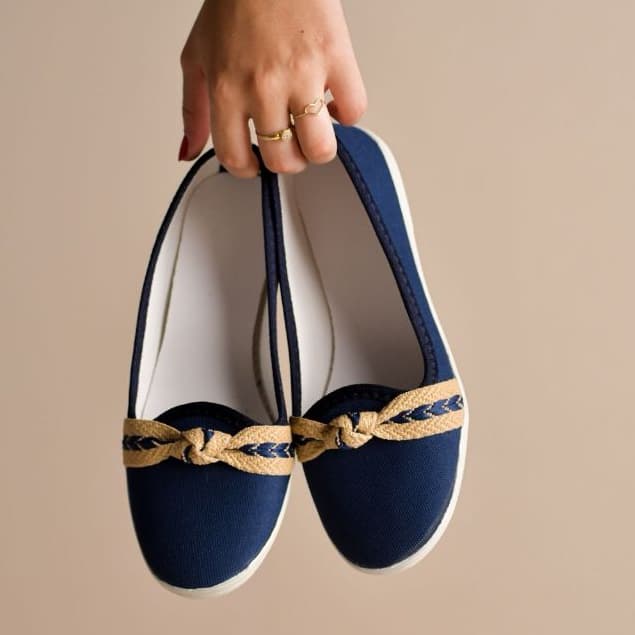 Sapatilha Moleca Marinho Casual Com Laço Sandália Senhora Idosos Sapato Feminino