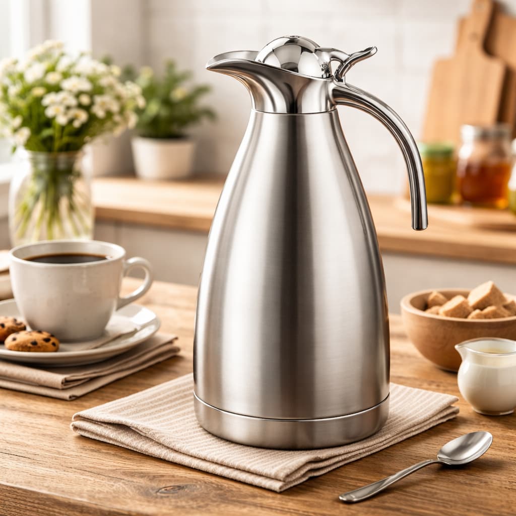 Garrafa Térmica Aço Inox Escovado 1,5 Litros Conserva Bebidas Quentes e Frias Design Elegante e Resistente