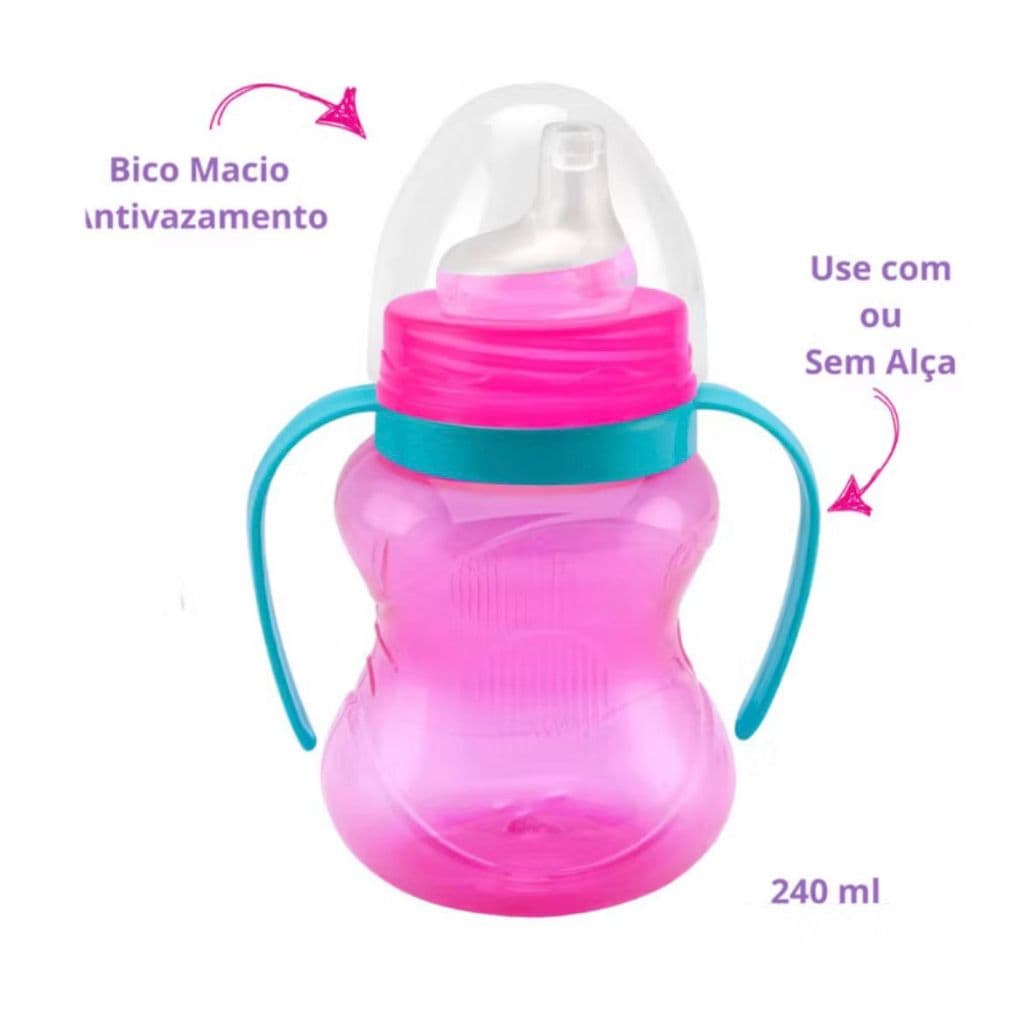 Copo de Treinamento Copo com Alça para bebês crianças com Relevo Alça e Bico de Silicone 240ml Petita