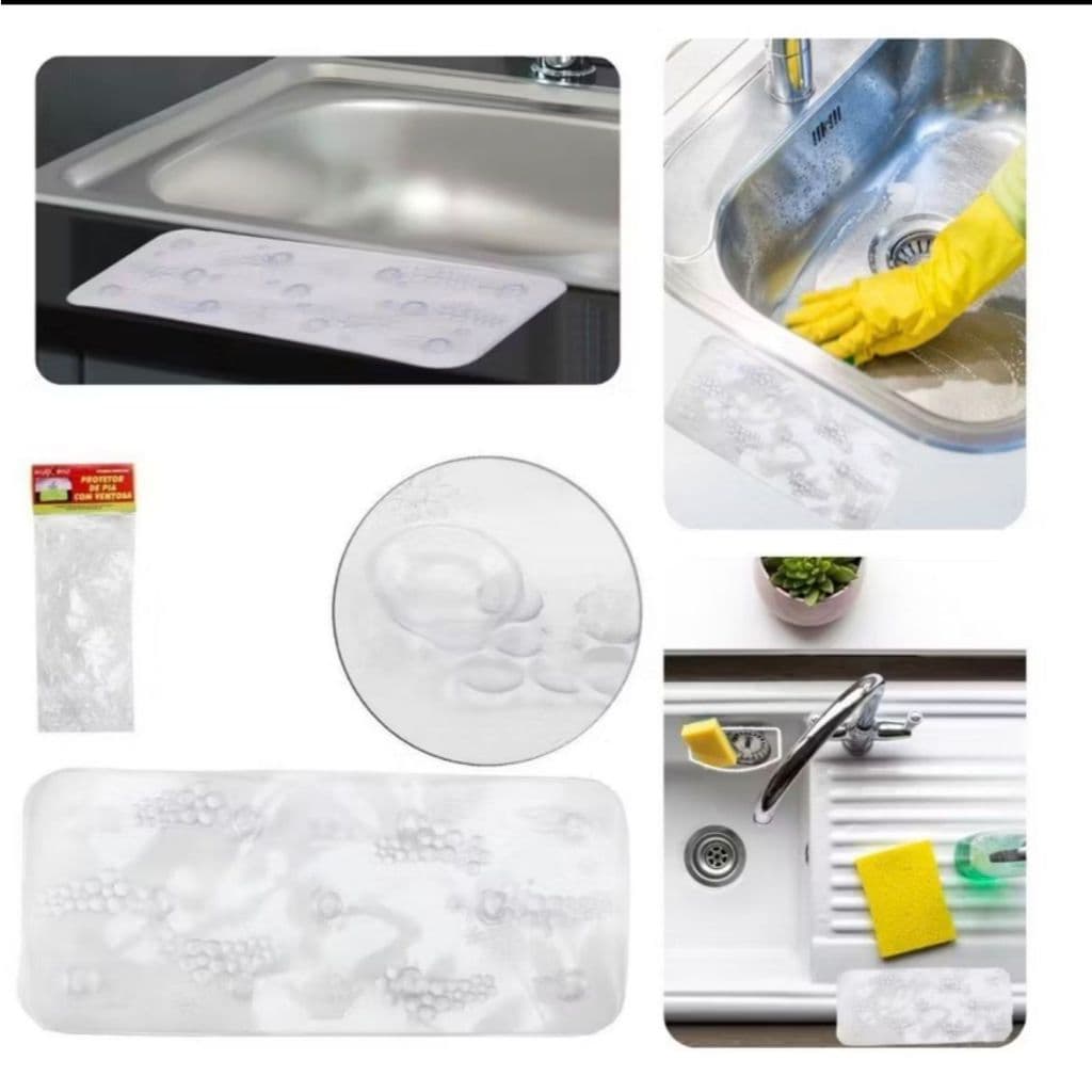 Kit Tapete Protetor De Pia De Cozinha Com Ventosas Louça Segura Marca Maxximo