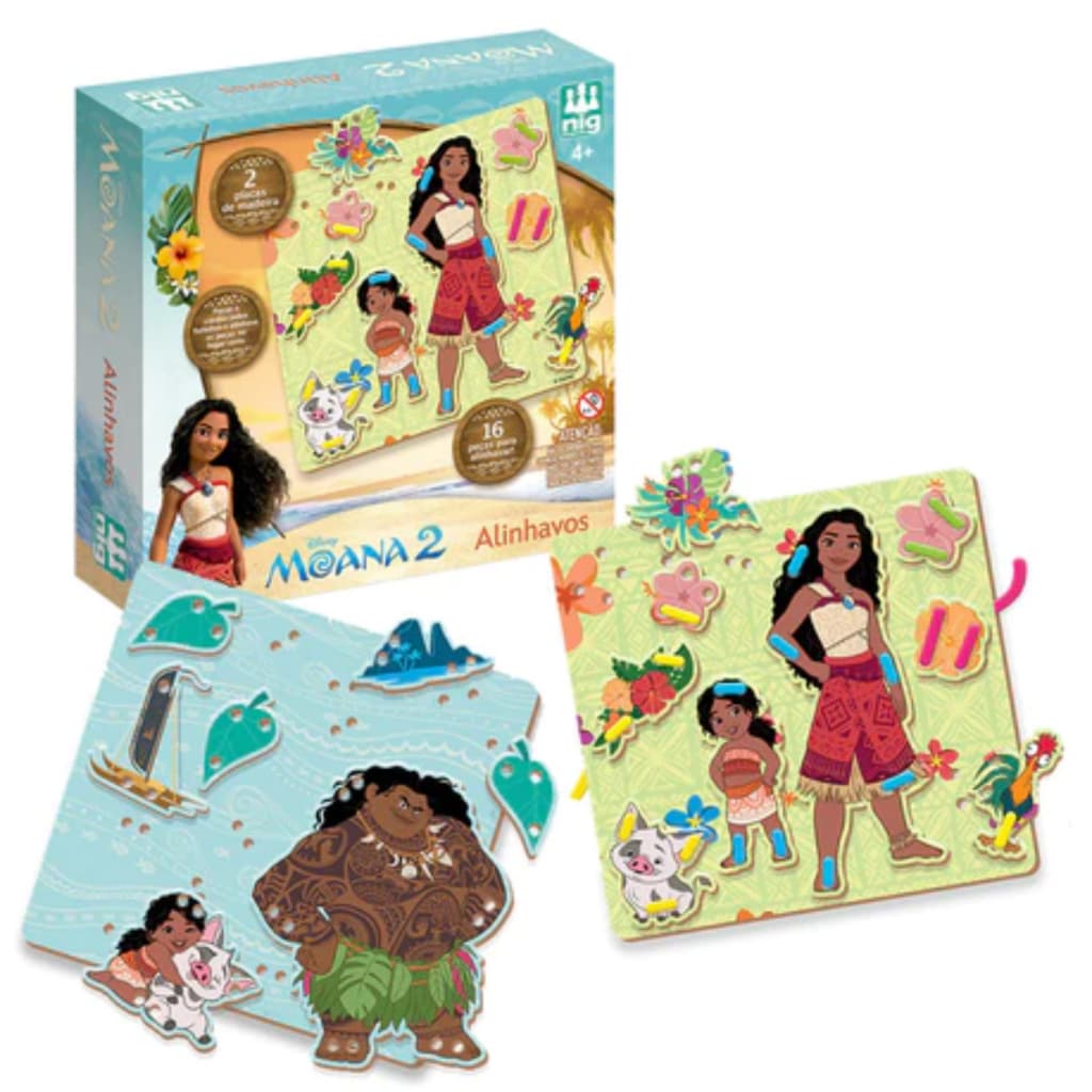 Jogo Disney Moana Alinhavos Brinquedo Educacional Pedagógico Coordenação Motora Ref 4113 Nig Brinquedos
