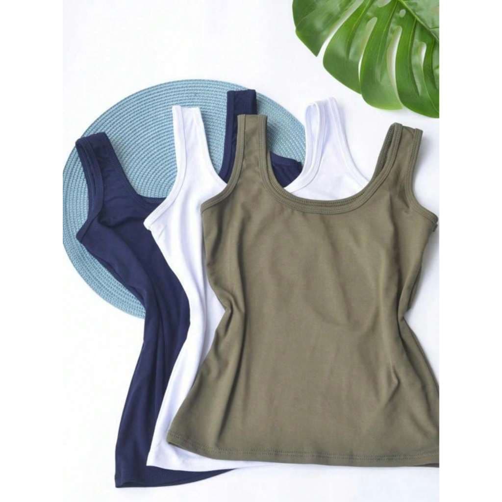Kit 3 Regata Feminina Alça Larga Lisa Casual Moda Praia Blusinha Feminina Diário Academia Fitness