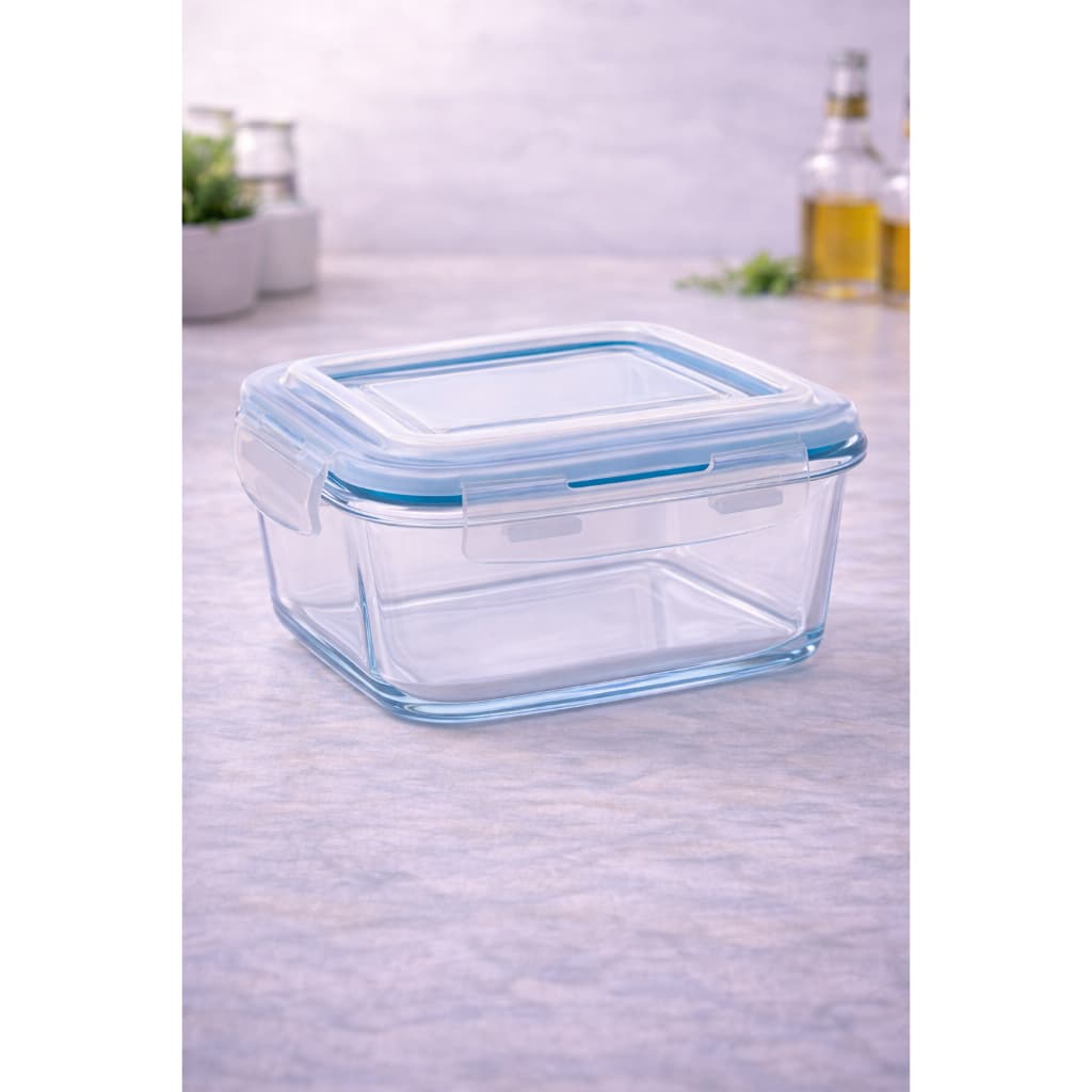 Pote Hermético de Vidro 800ml Quadrado com Tampa e Trava Vedação Marmita Cozinha Organizador