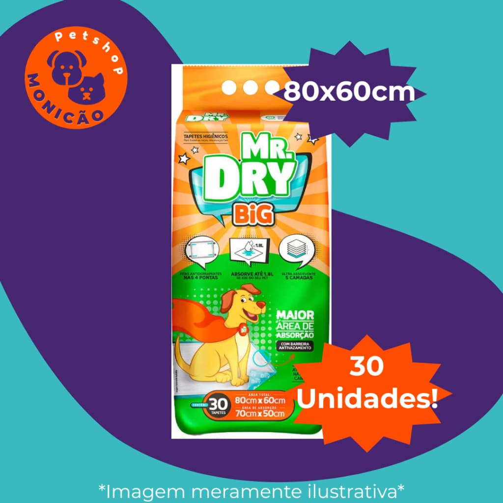 Tapete Higiênico Mr Dry Big 80x60cm 30 unidades!