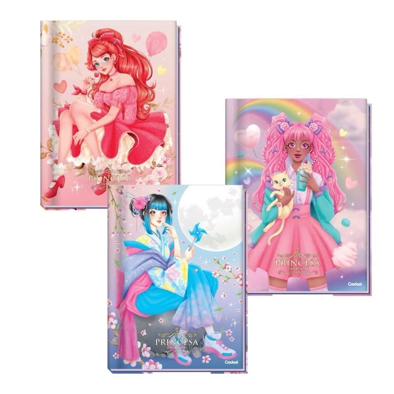 Caderno Brochurao Princesa Fashion Credeal 80 folhas