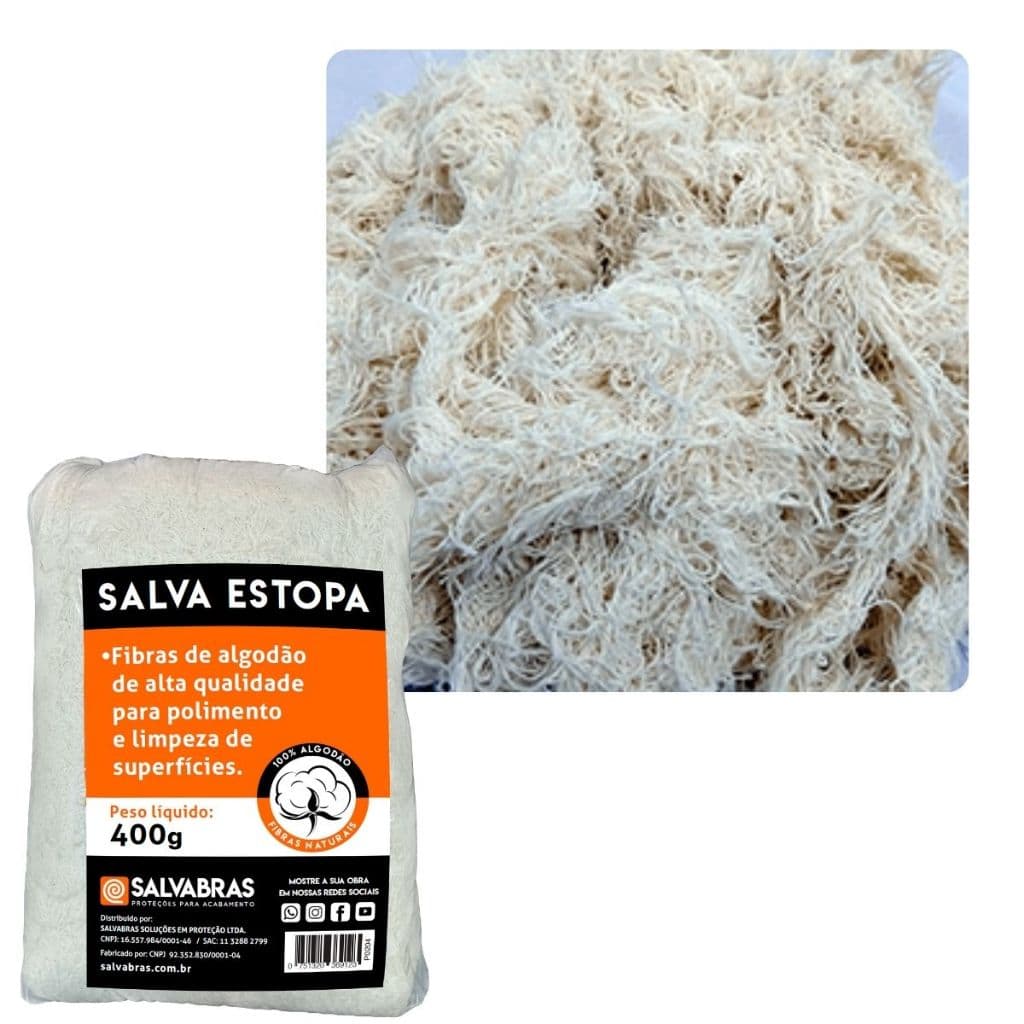 Salva Estopa Salvabras Estopa Branca Para Polimento De Metais Vidros E Limpeza De Resíduos De Obra