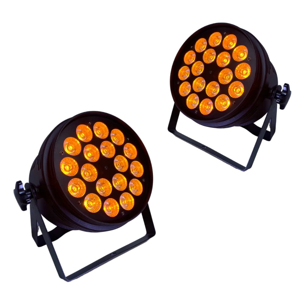 Kit 2x Canhao Refletor Parled 18 Leds Rgbwa-uv 12W Efeito Ambar Luz Negra 18x12W Dmx 110V / 220V