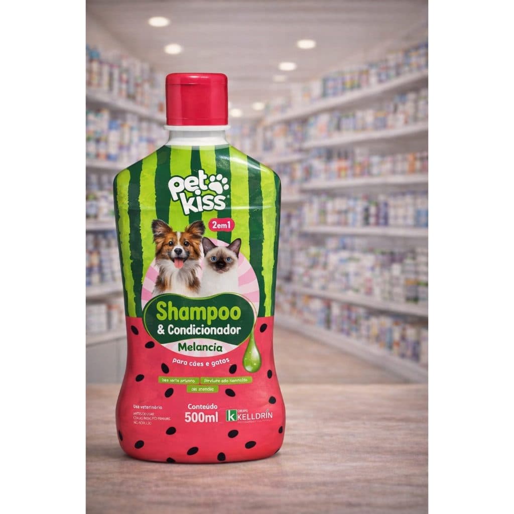 Pet Kiss Shampoo e Condicionador Melancia 500ml Cães e Gatos Banho Pet