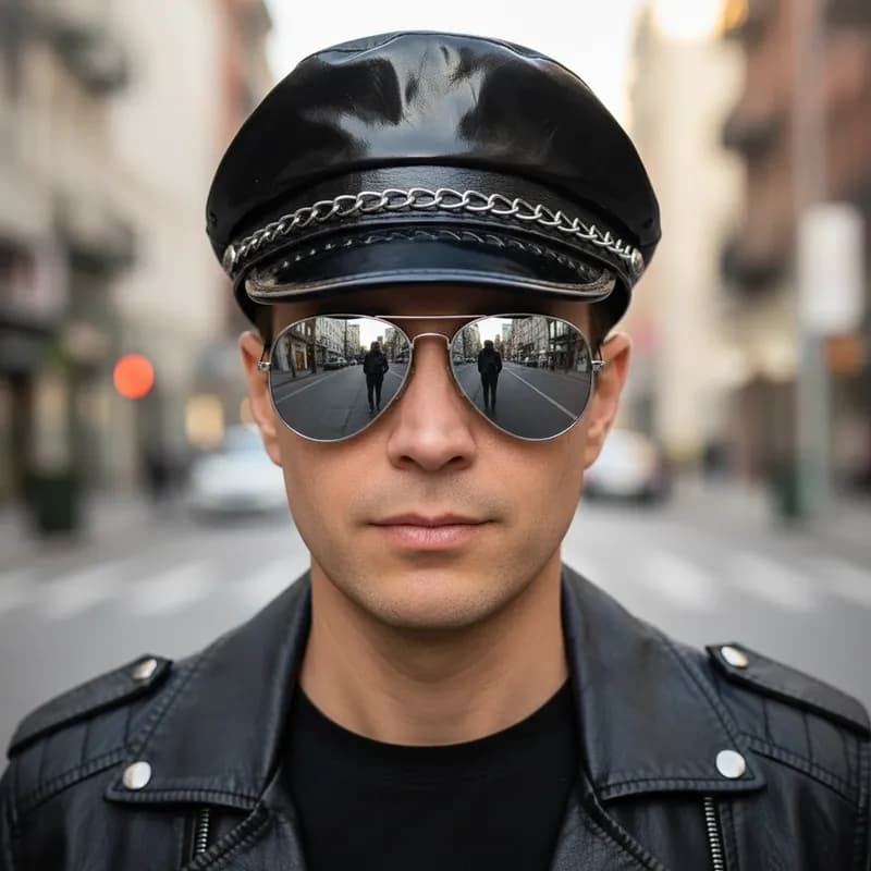 Kit Policial Fantasia Adulto Quepe Bordado Óculos Espelhado