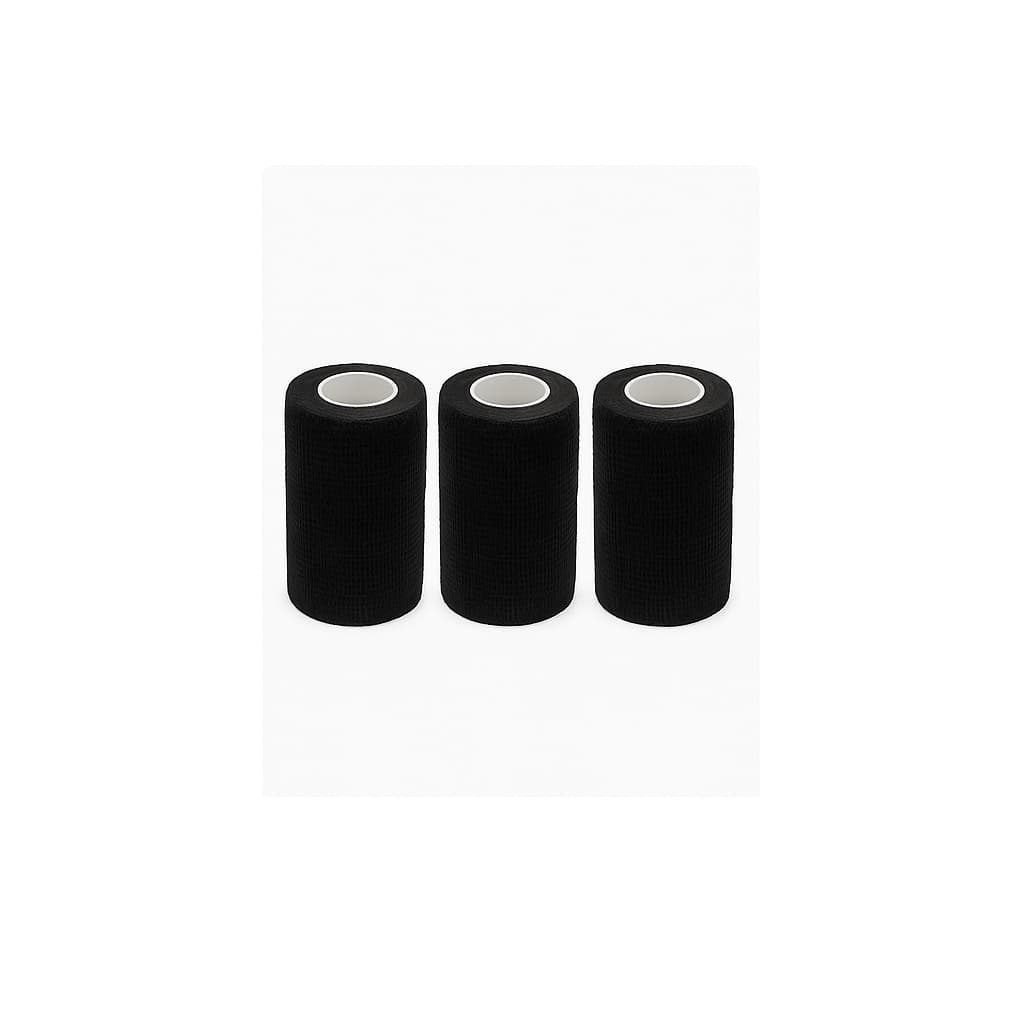 Kit 3 Bandagem Elástica Flexivel Autoaderente 10cmx4,5m Preto
