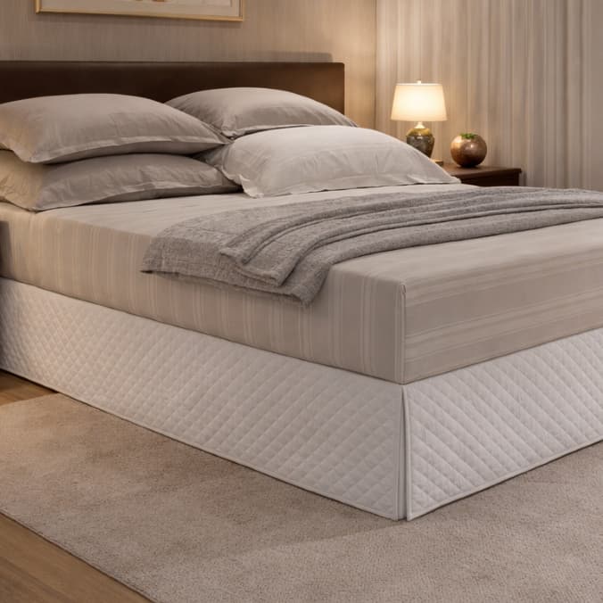 Saia Box Matelada SOLTEIRO CASAL QUEEN KING Ultrassonico Ajustavel Cores Lisas Elegante e Proteção