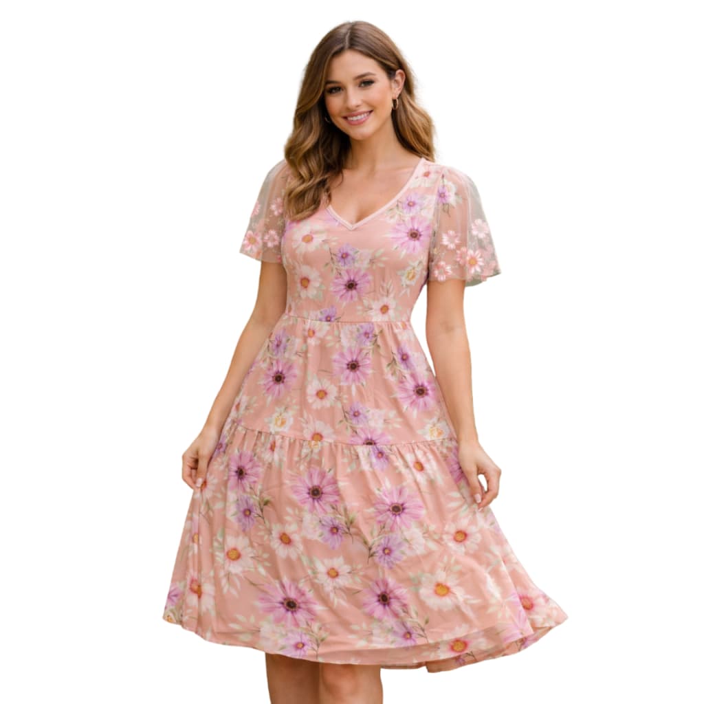 Vestido Feminino Midi em Tule com Forro Adulto e Plus Size