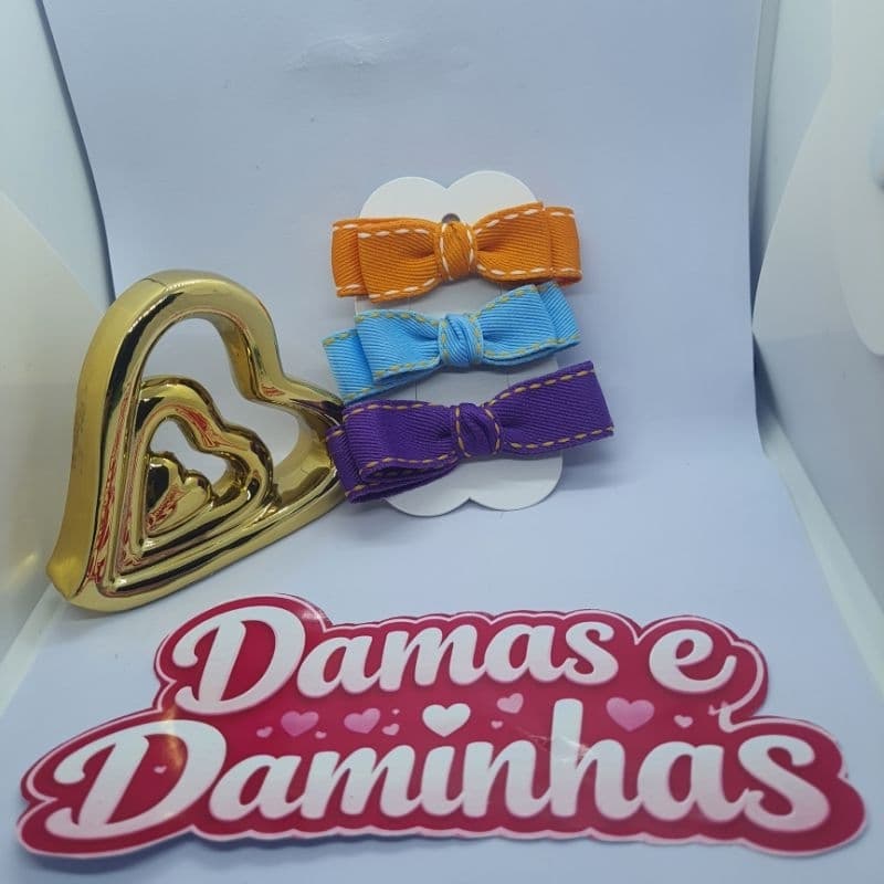 Kit com 3 Laços Escolares Discretos no Elástico | Damas e Daminhas. Laço Volta Às Aulas de elástico.