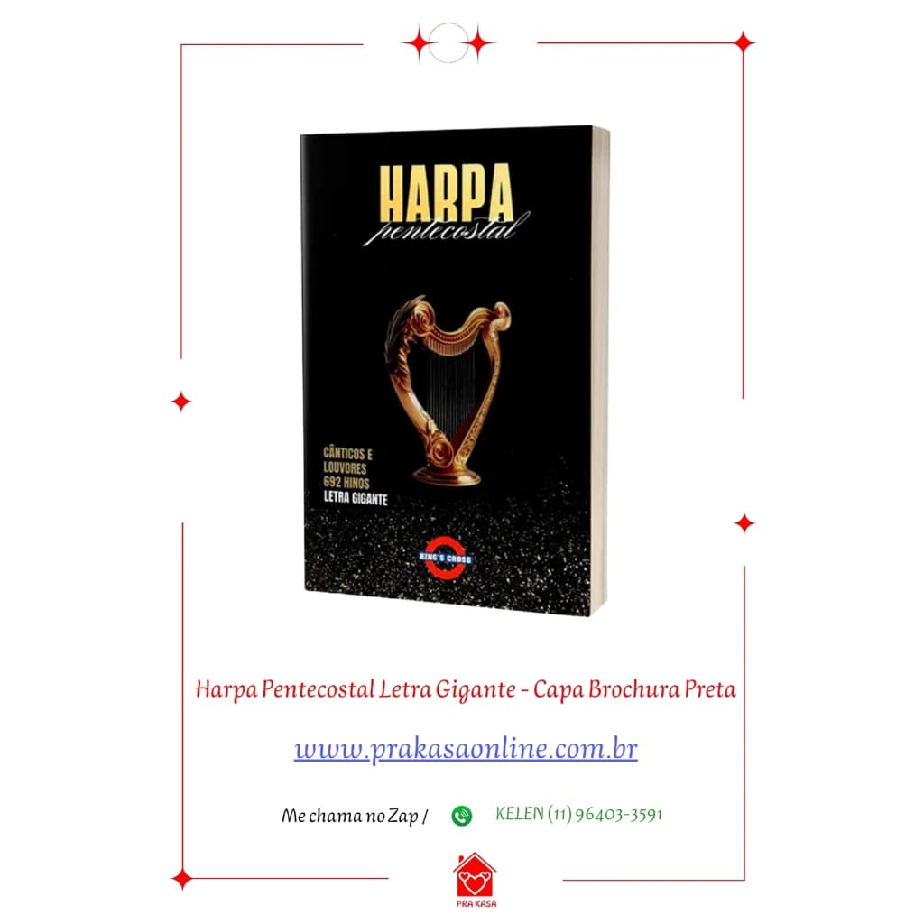 Harpa Pentecostal Letra Gigante - Capa Brochura Preta