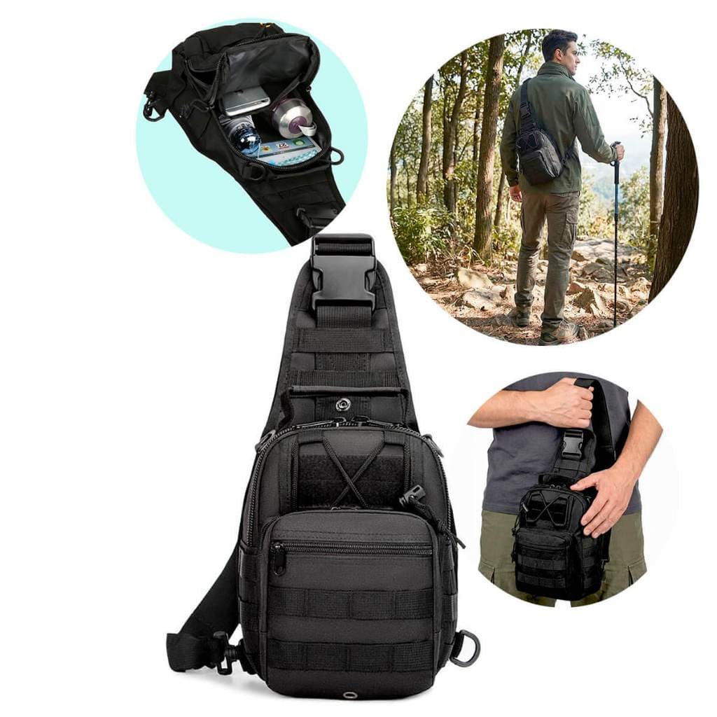 Mochila Esportiva Tática com Fechamento em Zíper Mochila de Ombro Tática com Alça Ajustável