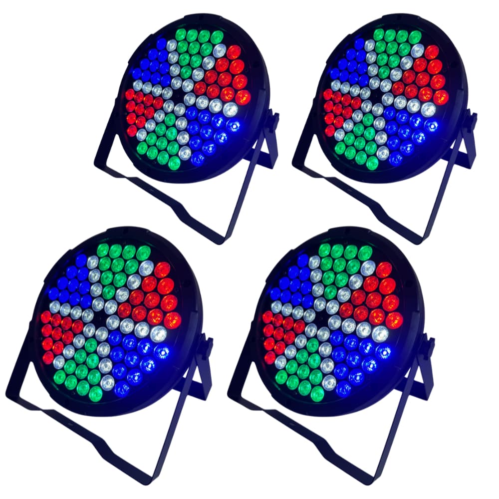 Kit 4 x Canhão Refletor Par Led R/g/b/w 84 Leds 3w Dmx