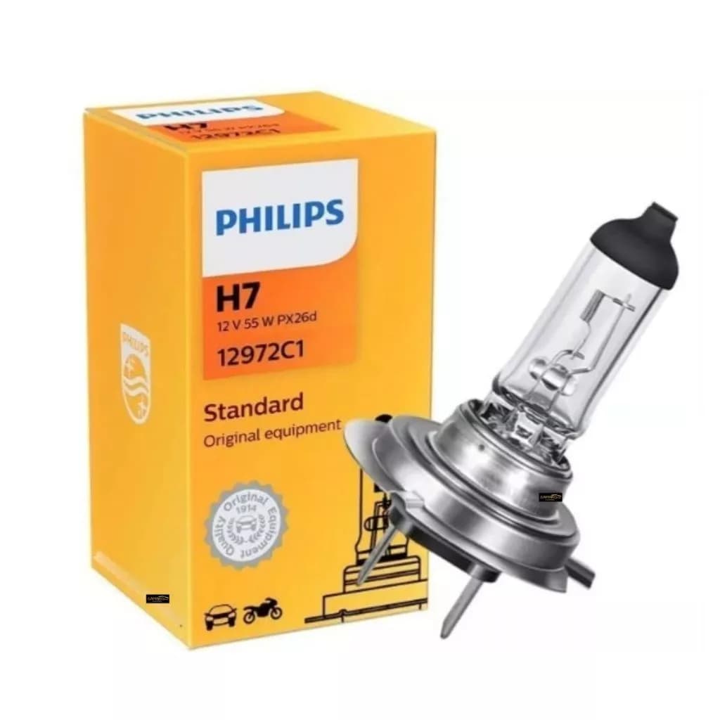 Lâmpada H7 Philips 12972C1 Standard 12v 55w Px26d Cor Amarela Comum Carro Moto