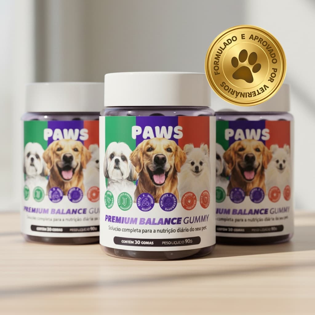 KIT 3 POTES A ORIGINAL 24 EM 1 GUMMY PET PAWS PREMIUM SUPLEMENTO (LAMBEDURA, ALERGIA, COCEIRA)