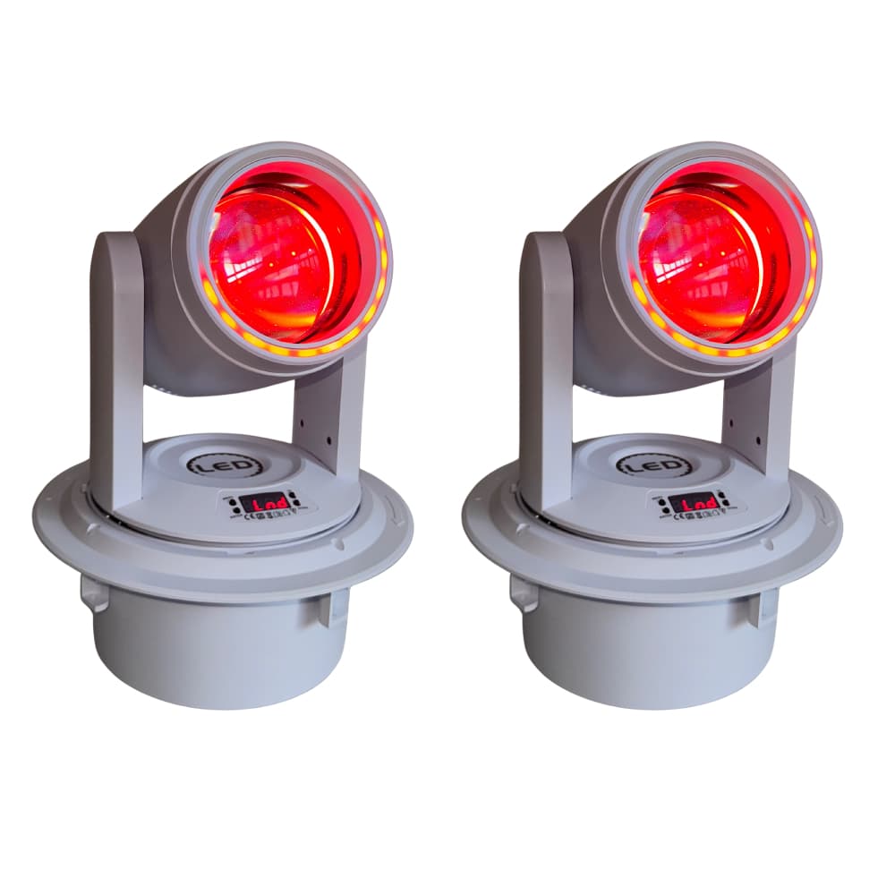 Kit 2 x Moving Beam Head 100w Branco C/ Prisma + Borda Led + Conector RJ45 (DMX + Art Net)