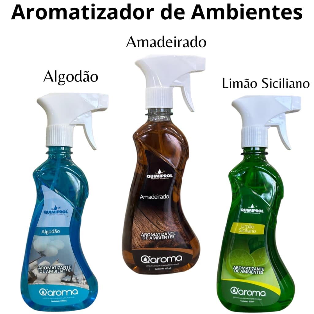 Aromatizador de Ambientes 500 ML Quimiprol - Amadeirado - Algodão - Limão Siciliano