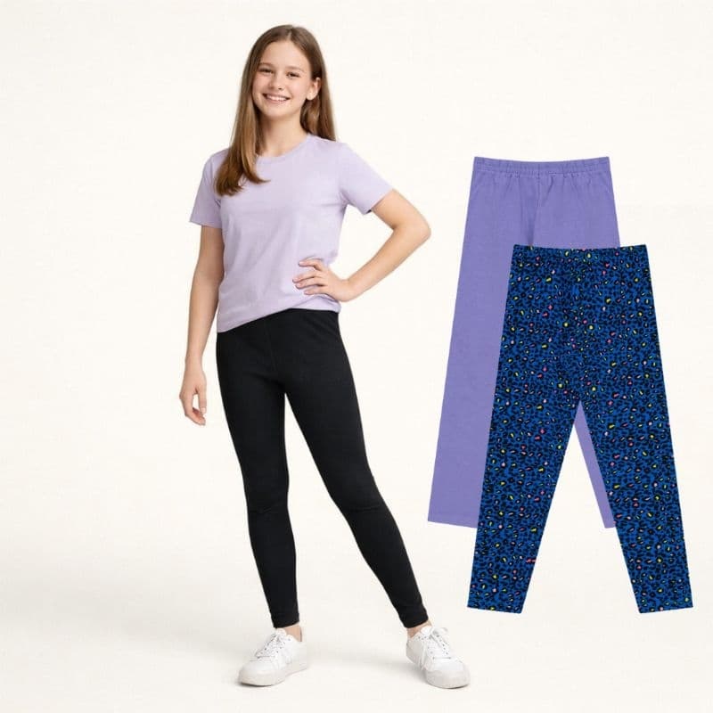kit Legging Juvenil Menina Lote 2 Unidades Cores Sortidas