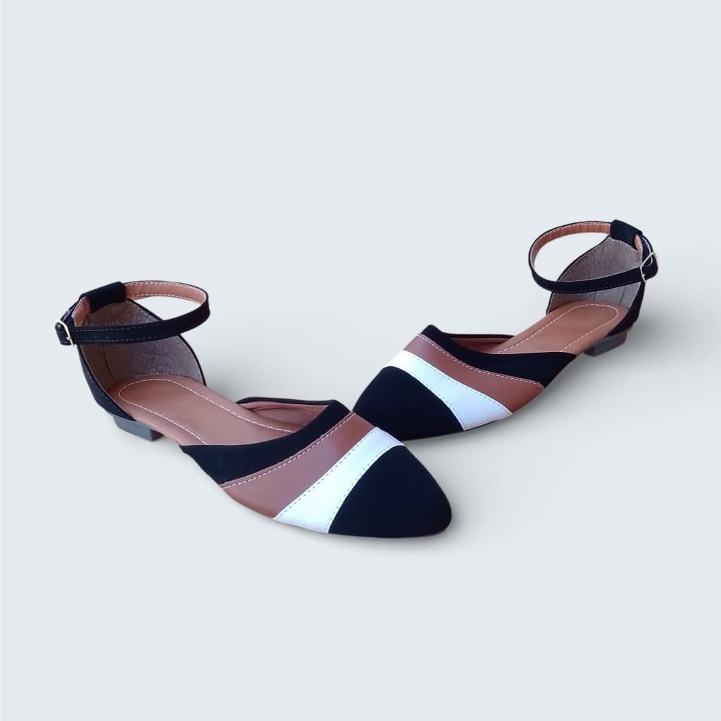Sapatilha Tipo Salomé Elegante Três Cores Bico Fino Feminino Clássico Moderno calçados rasteiras..