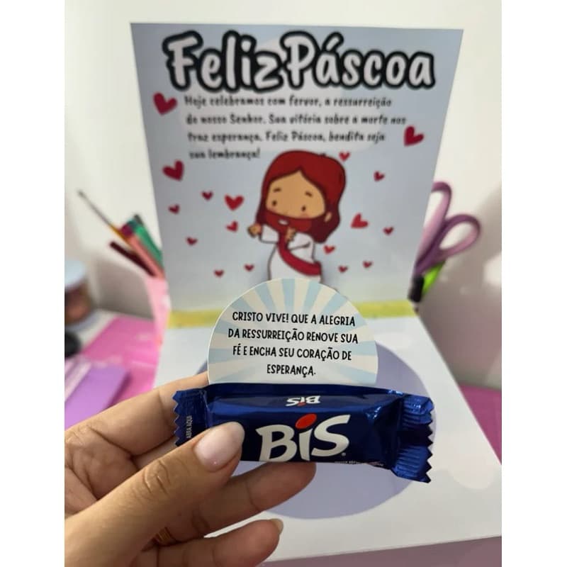 Caixa Páscoa com Tags bíblicas - Páscoa Cristã - Mensagens Bíblicas - Lembrancinha de Páscoa