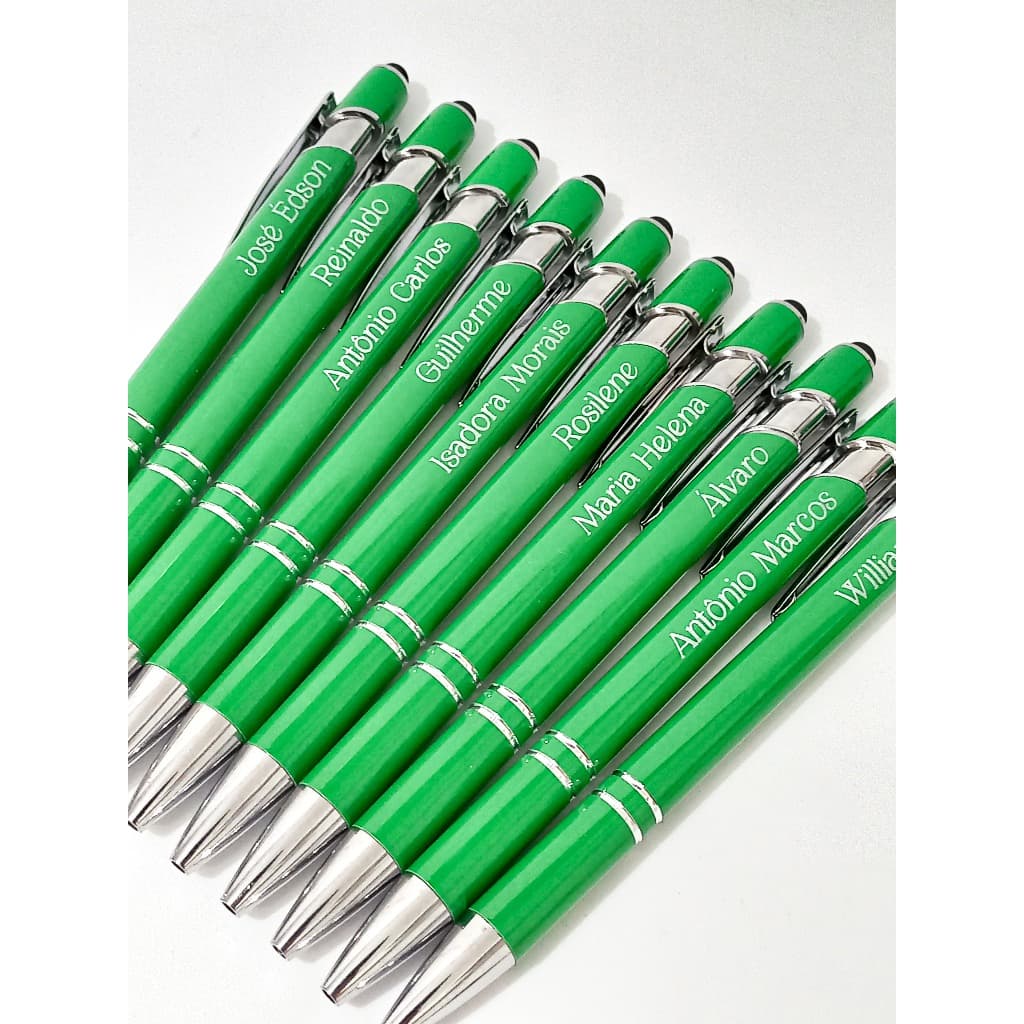 Kit 5 Canetas na cor verde Touch Personalizadas A Laser com Sua Marca Assinatura Nome