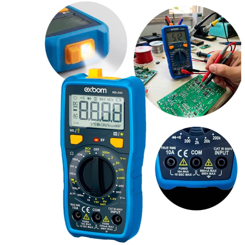 Digital Profissional True RMS CAT III 600V Multimetro Digital True RMS com NCV e Lanterna Multimetro Profissional CAT II