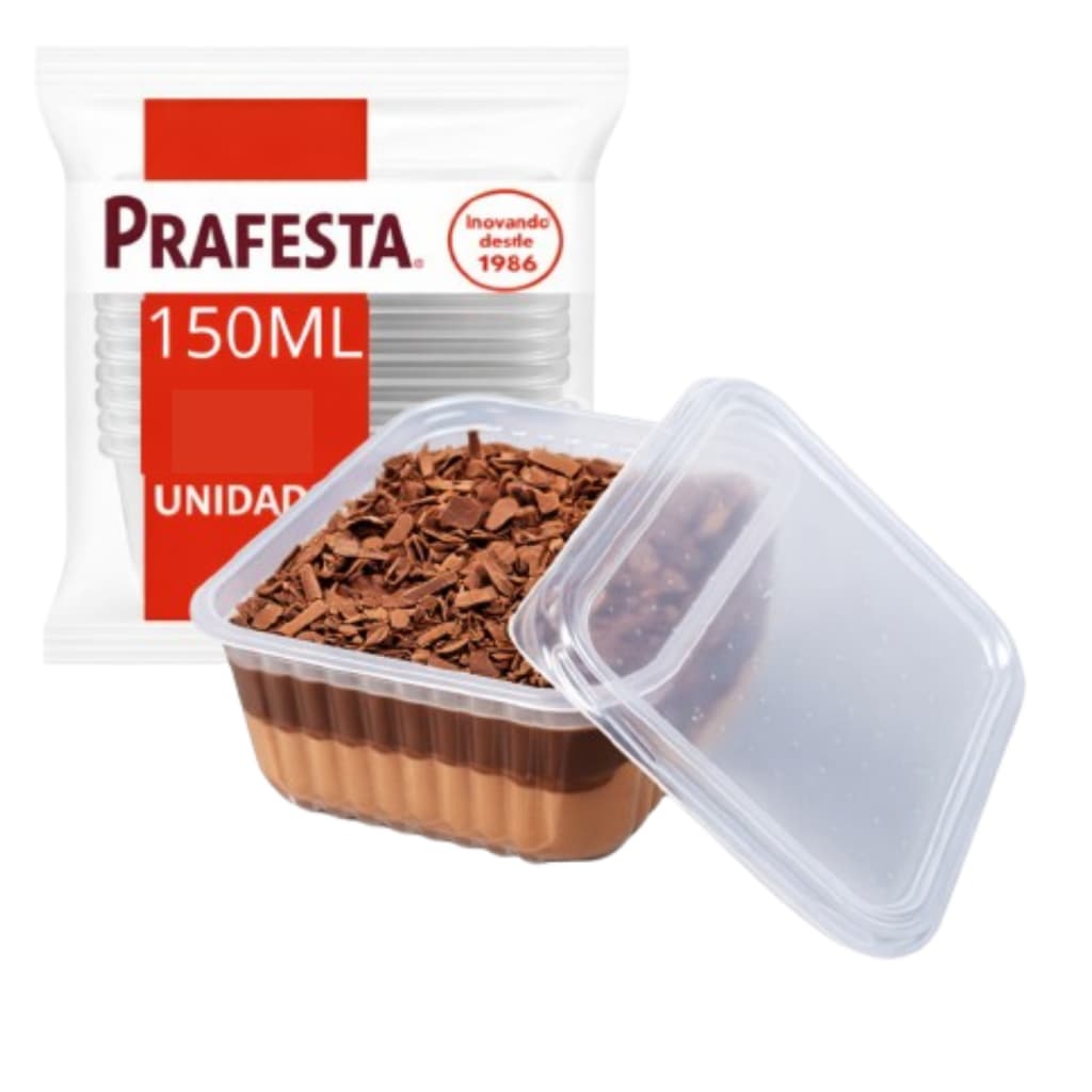 EMBALAGEM 150ML MARMITA COM 100 UN POTE COM TAMPA TRANSPARENTE PARA ALIMENTOS