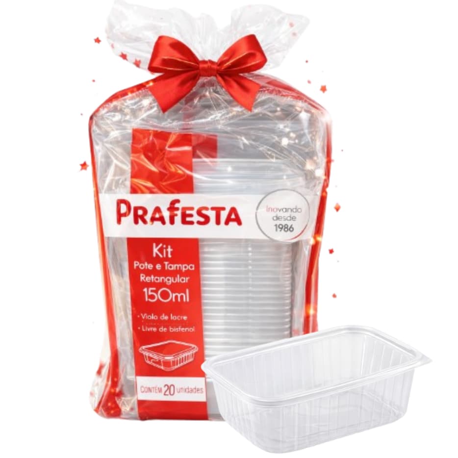 MARMITA 150ML EMBALAGEM COM 20 UN POTES COM TAMPA TRANSPARENTES PARA DOCES E SALGADOS