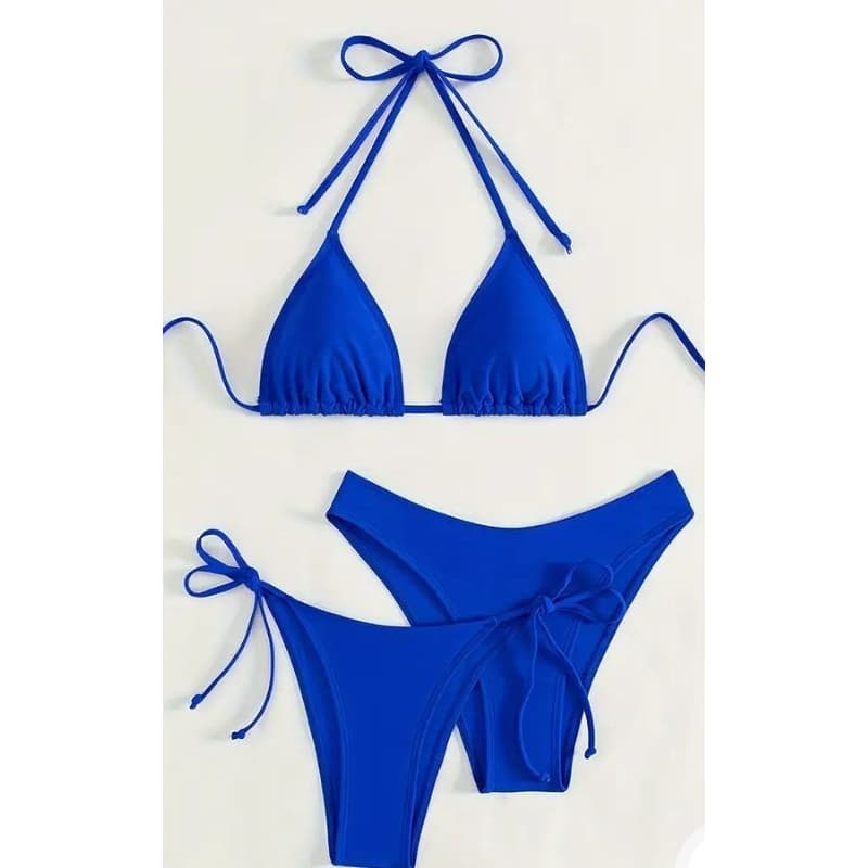 Biquinis com bojos por apenas R:75,99. sao três peças nas cores verde e vermelho, preto e branco/ amarelho