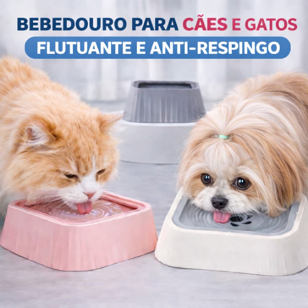 Bebedouro Pet Premium Anti-Respingo Para Cães E Gatos Não Molha os Pelos Com Bóia Flutuante