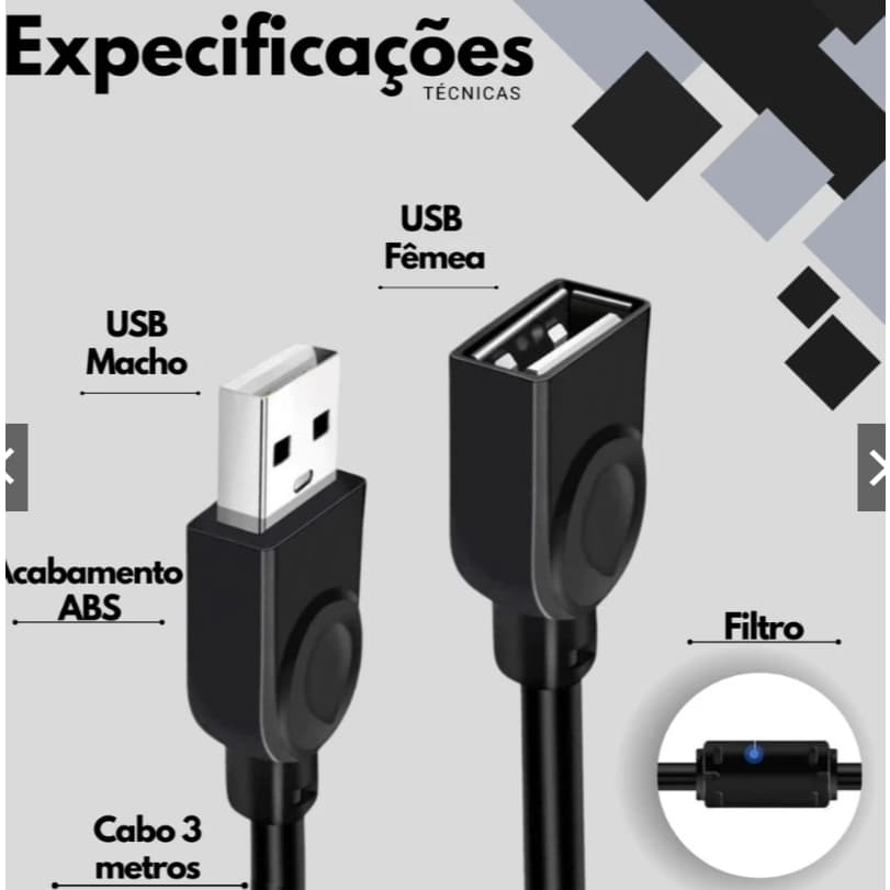 80 Unidades Cabo Extensor Usb 2.0 1,5 Metros Extensão Macho / Fêmea